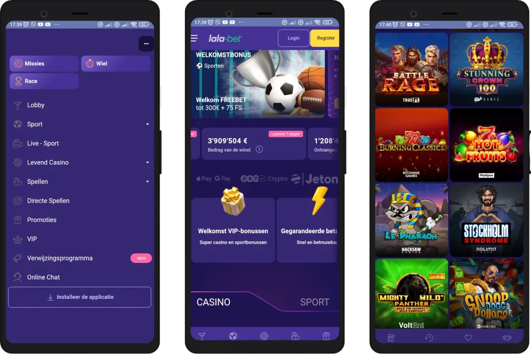 Mobiele versie van Lalabet Casino voor smartphone en tablet